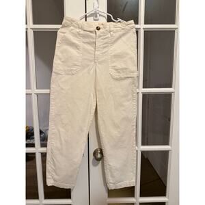 Marine Layer Women’s White Utility Pants Straight Leg Cotton Casual Workwear